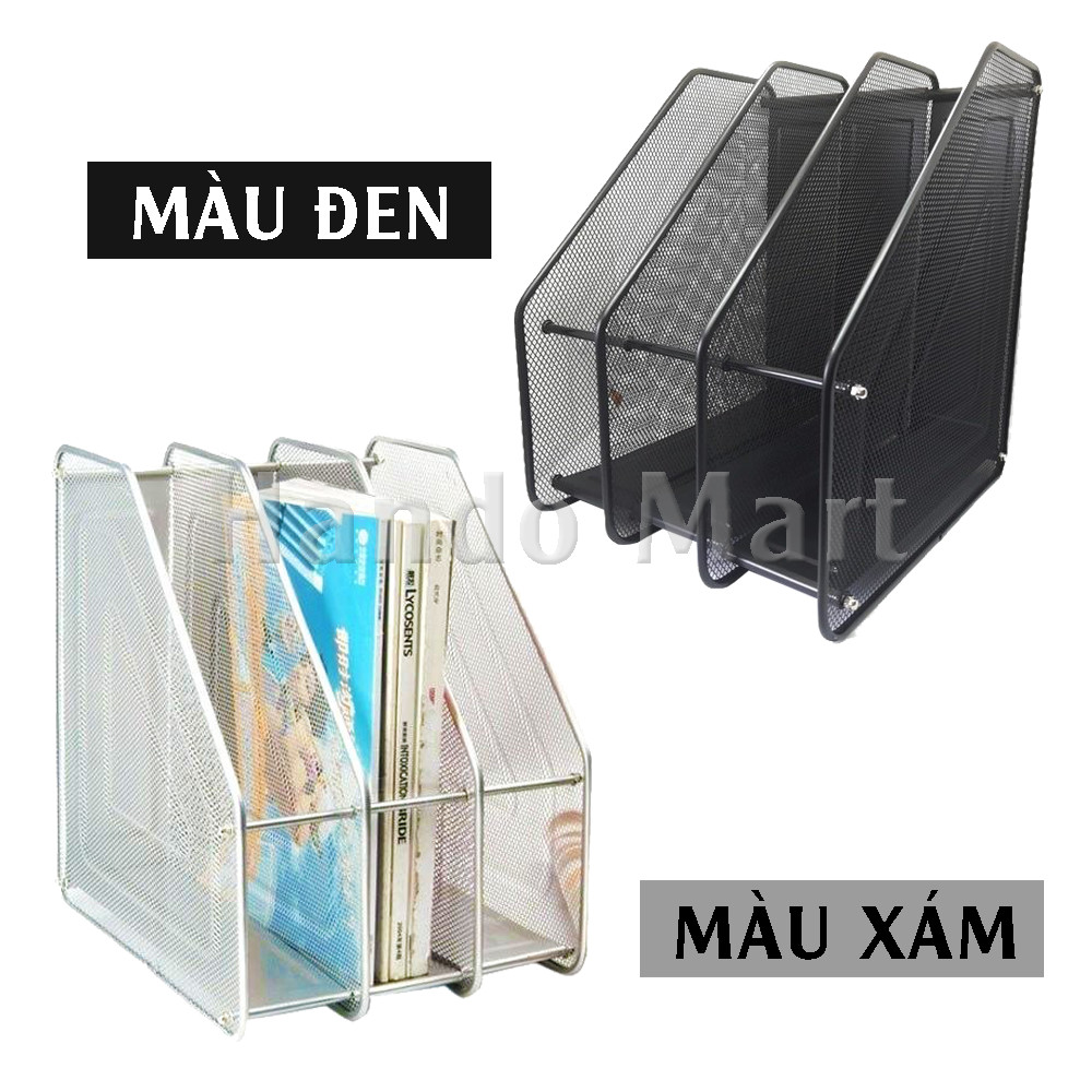 Khay để tài liệu văn phòng 3 ngăn đứng bằng thép chắc chắn - Bạc
