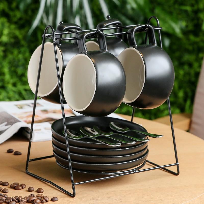 Bộ Cốc Sứ + Đĩa + Muỗng + Giá Đỡ Xinh Xắn Tiện Dụng