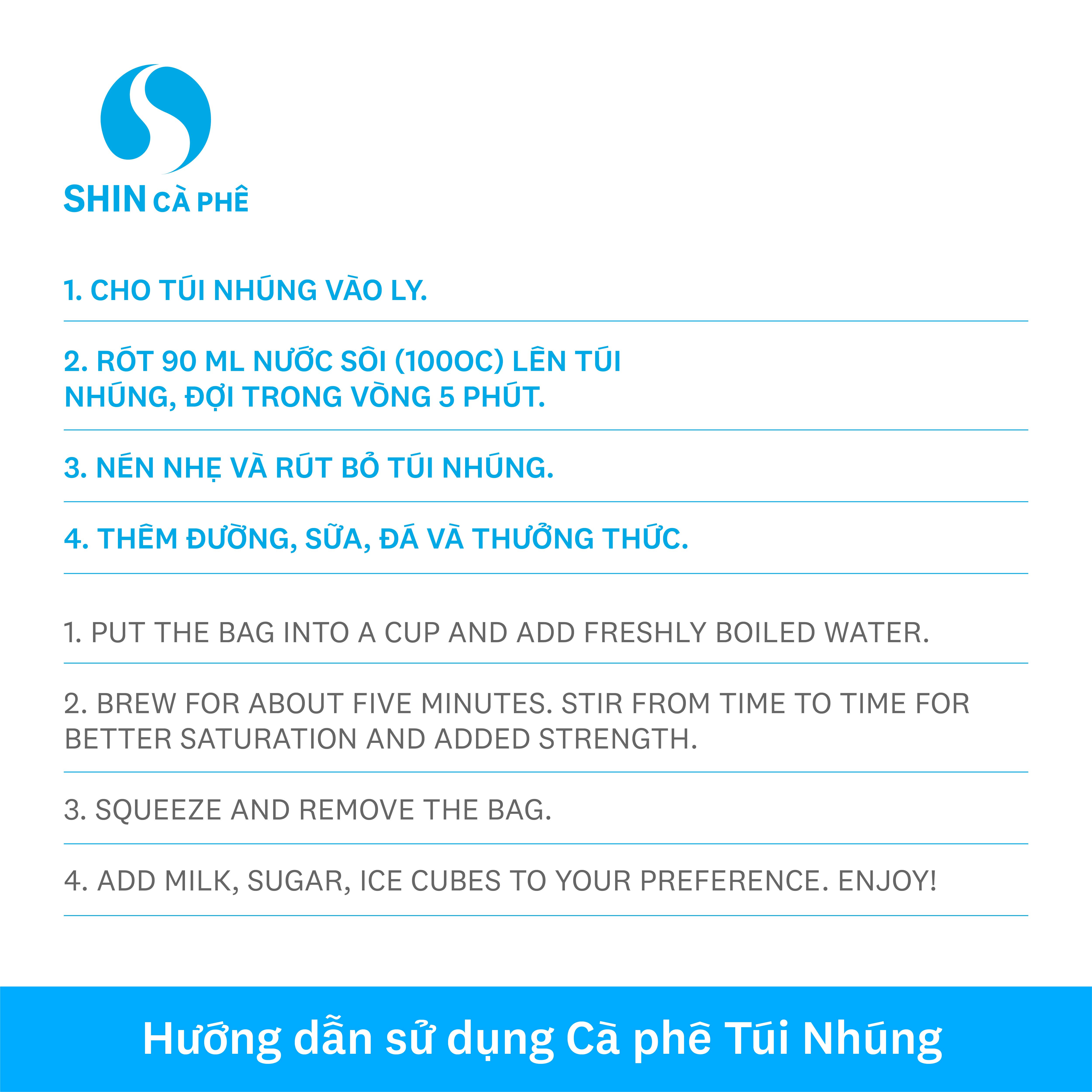 SHIN Cà Phê - Cà phê túi nhúng đặc sản Đà Lạt Blend hộp 10 gói