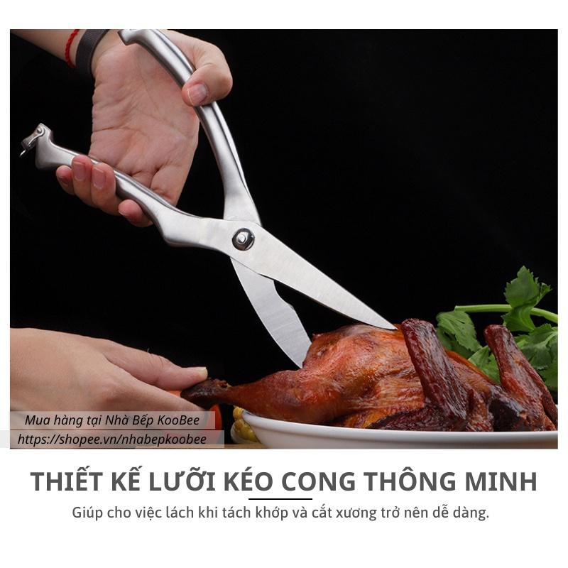 Kéo cắt gà vịt cao cấp Kitchen Scissors Inox 100% - Lưỡi dao sắc bén bền đẹp KooBee