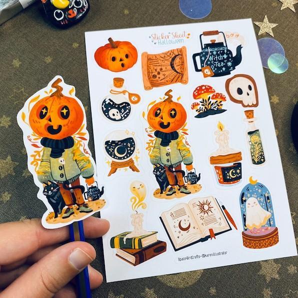 Sticker sheet hallowen- chuyên dán, trang trí sổ nhật kí, sổ tay | Bullet journal sticker - unim054