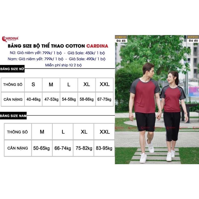 mã 2CM01 - Bộ thể thao nam cotton lửng phối tay CARDINA.Chất liệu Cotton Organic thoáng mát