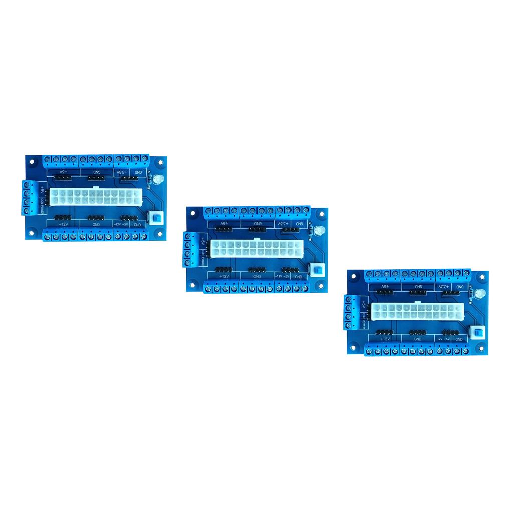 3Pcs Premium 24/20-pin ATX DC Power Supply Breakout Board Electronics Module