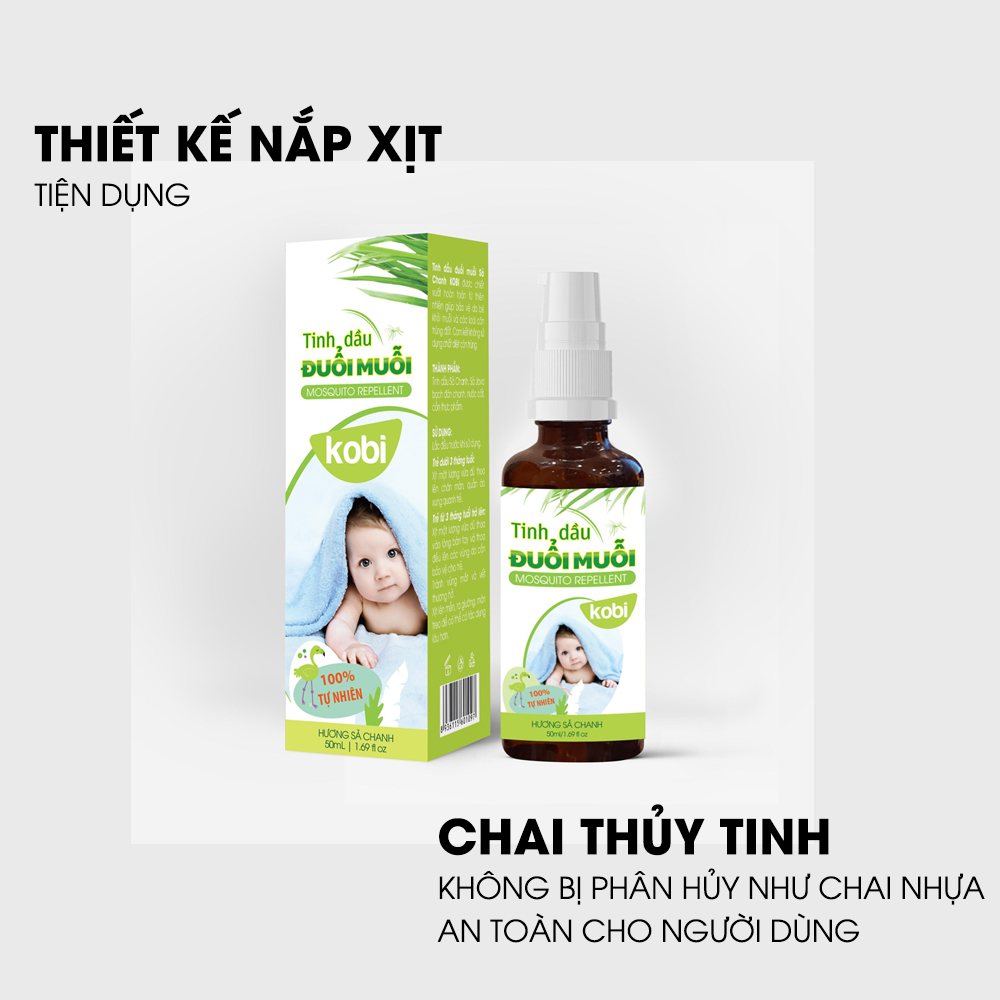 Xịt Tinh Dầu Đuổi Muỗi Sả Chanh Kobi Giúp Chống Muỗi, An Toàn Cho Bé