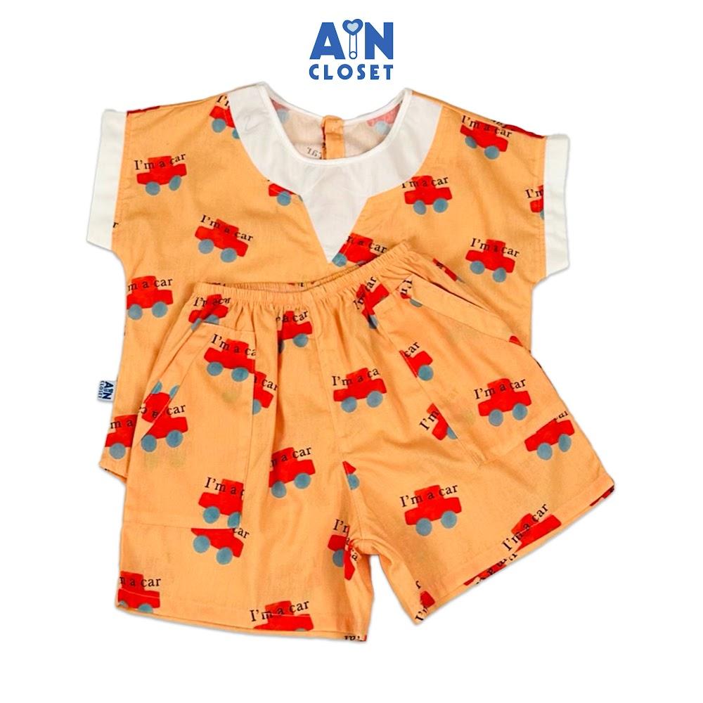 Bộ quần áo Ngắn bé trai họa tiết Ô Tô Cam Cotton - AICDBTKATXEH - AIN Closet