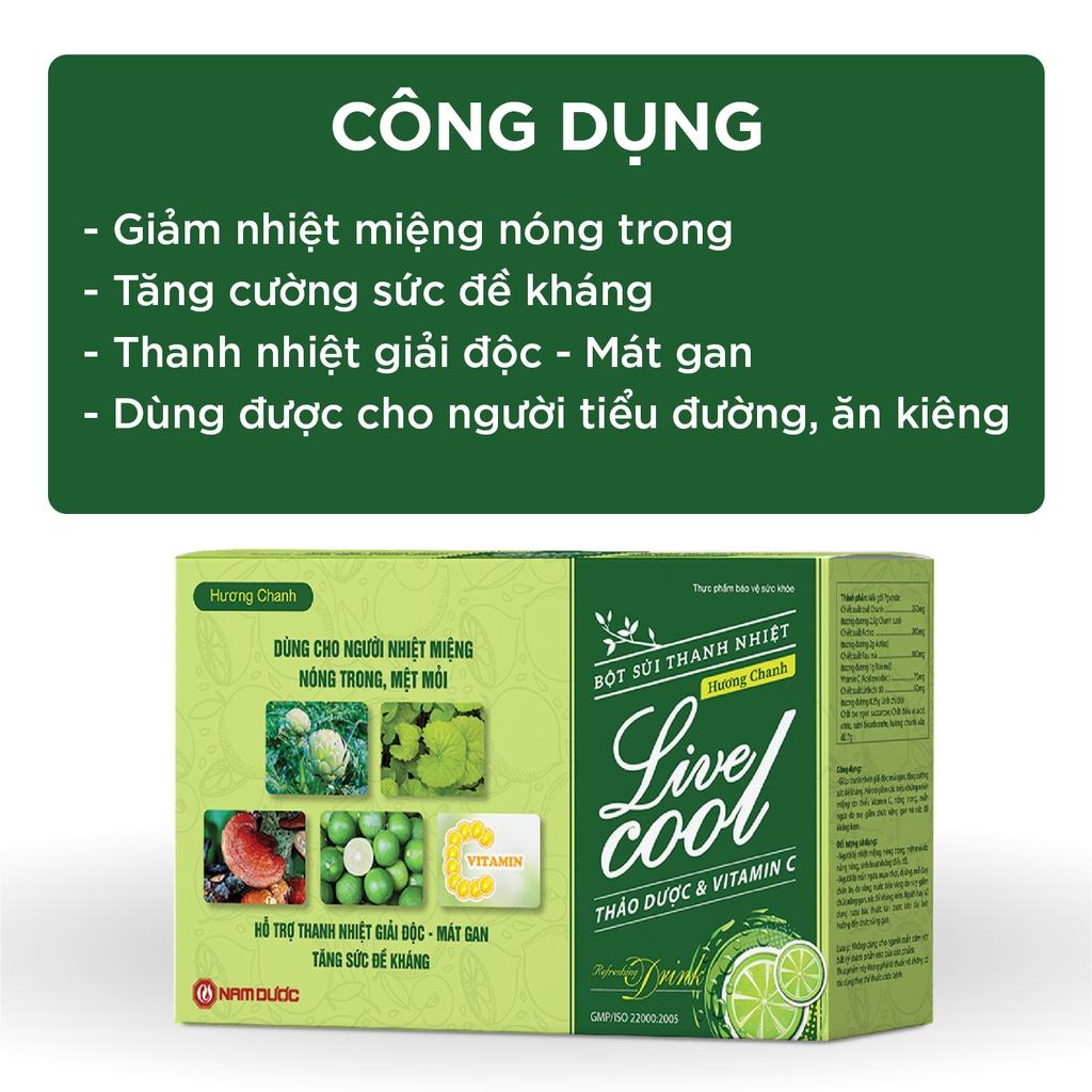 Bột sủi thanh nhiệt Livecool Nam Dược - Hương chanh hỗ trợ giải độc, mát gan, tăng sức đề kháng- hộp 10 gói