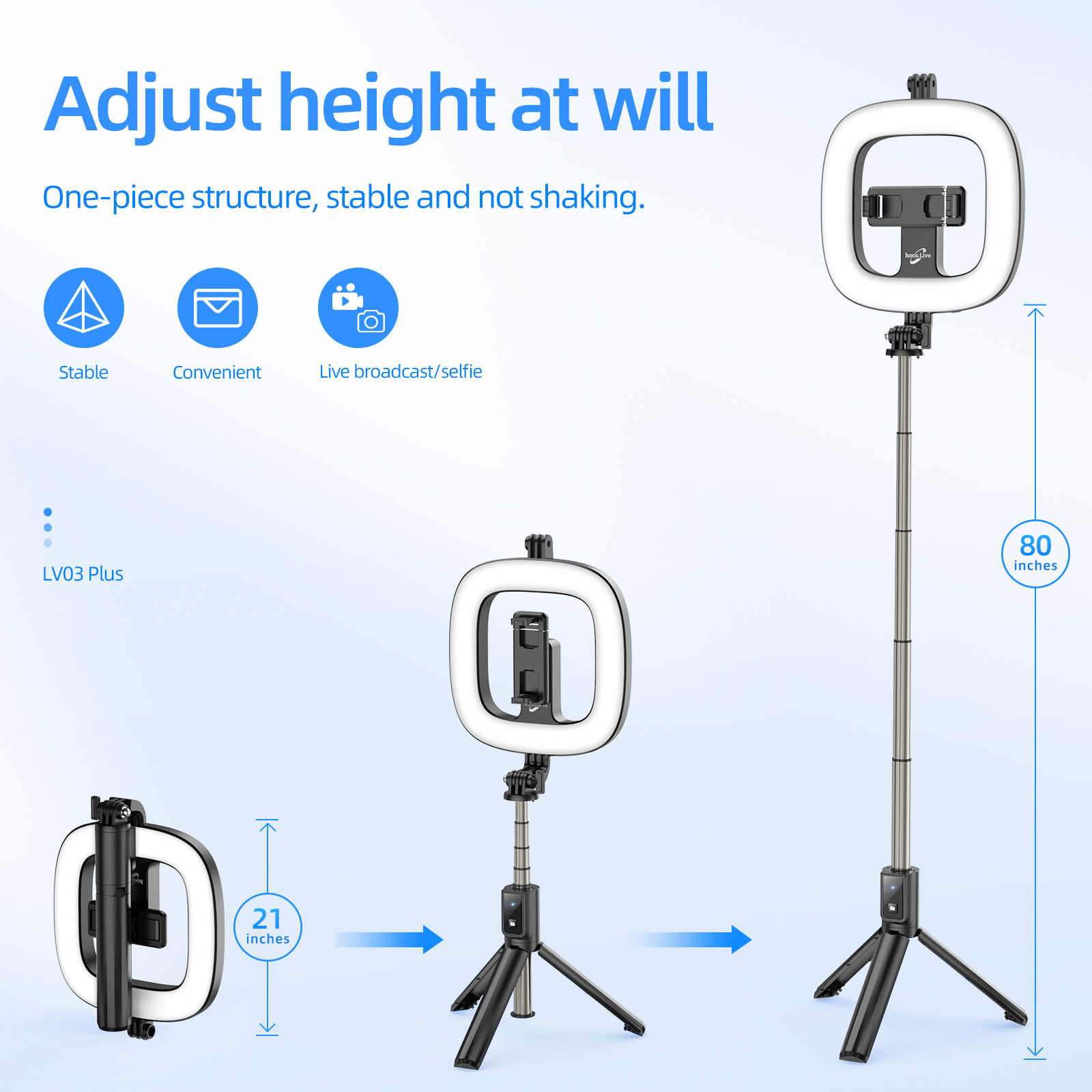 Gía Đỡ Livestream tích hợp đèn LV03 PLUS_ Hàng chính hãng