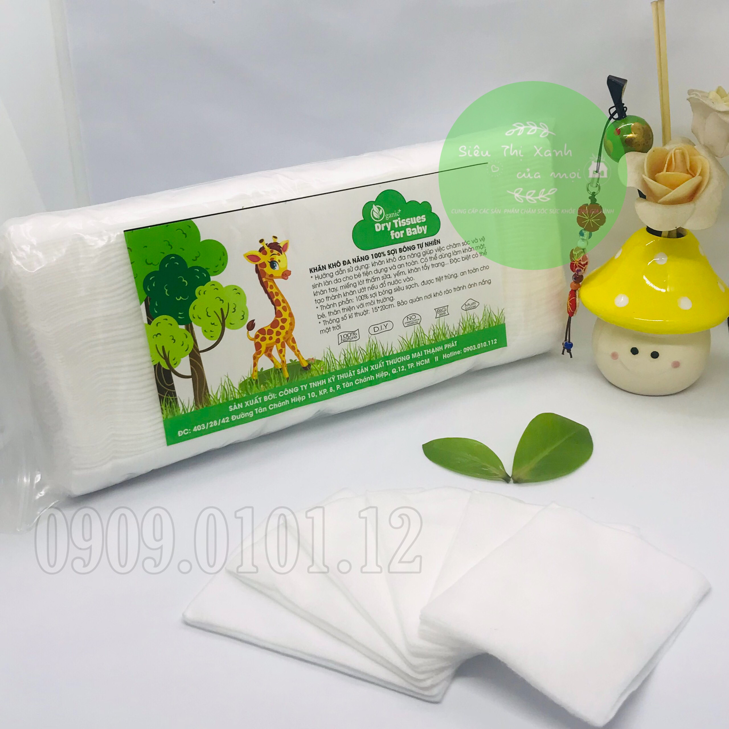 Khăn khô đa năng Oganic+, khăn lau khô hàng bịch 200gr,300gr