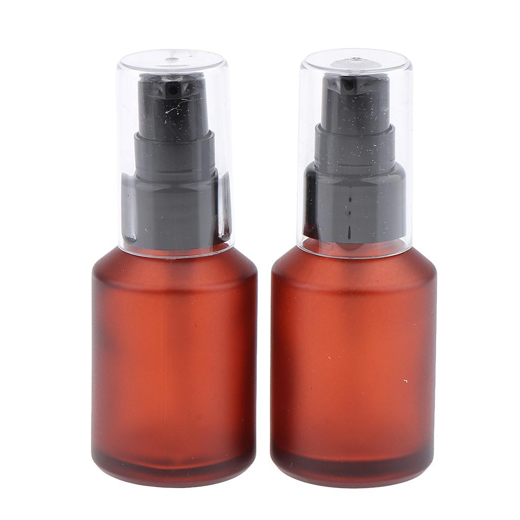 2pcs Empty Spray Pump Bottle Refillable Emulsion Lotions Bottle Glass 15ml