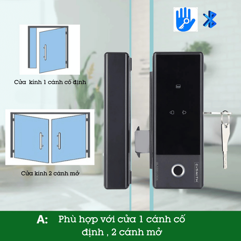 Khóa vân tay cửa kính cường lực thông minh không khoan đục JD-S1
