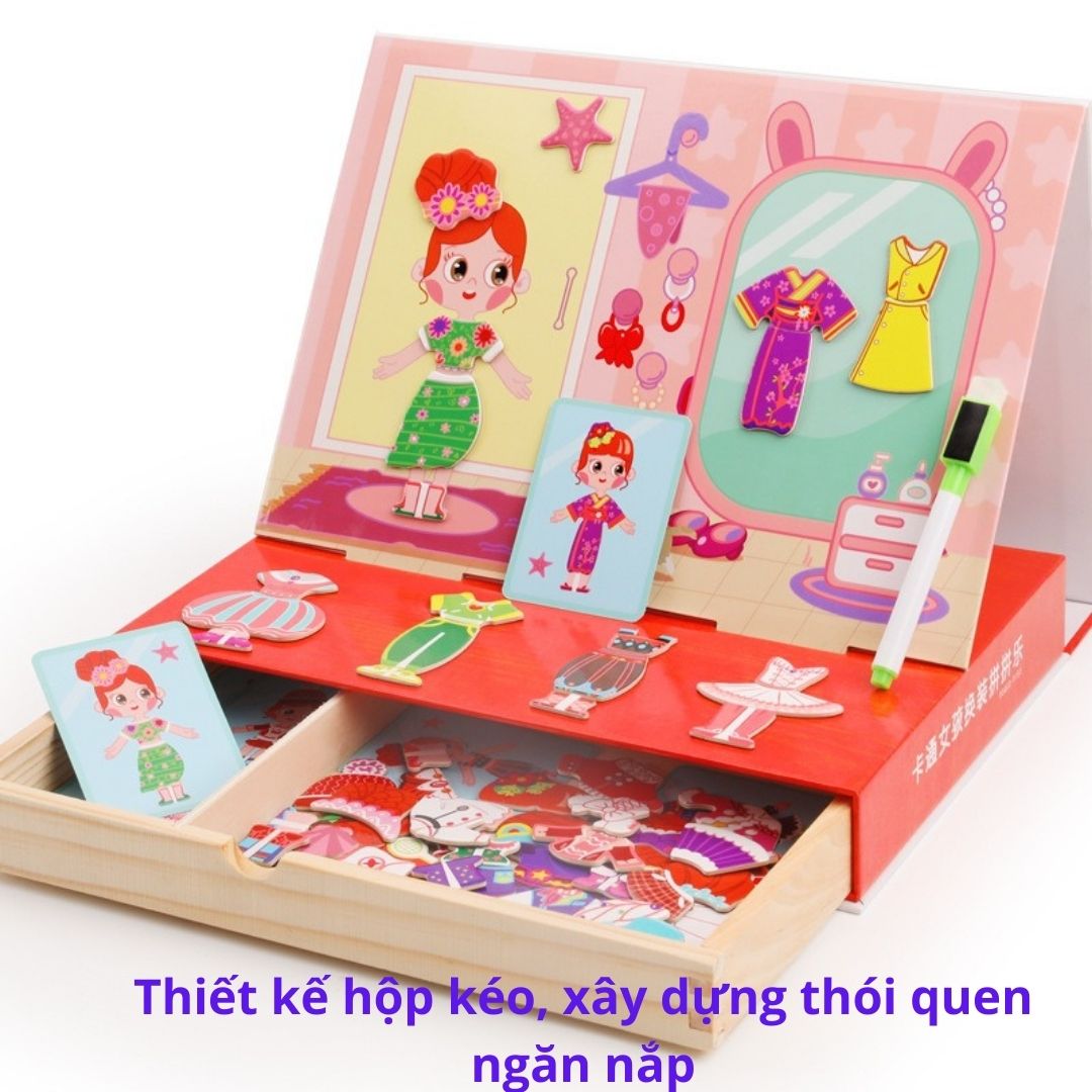 Bộ Ghép Hình Nam Châm đa chức năng Bằng Gỗ 2 Mặt Cho Bé Phát Triển Trí Sáng Tạo
