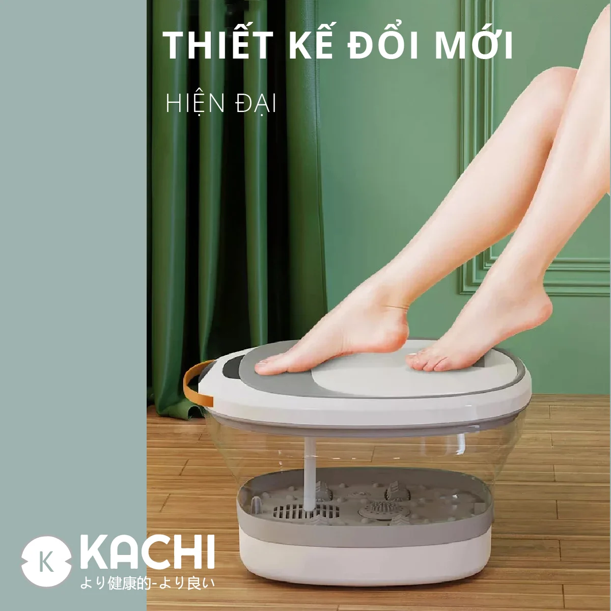 Bồn ngâm chân hồng ngoại massage xếp gọn Kachi MK344 - Hàng chính hãng