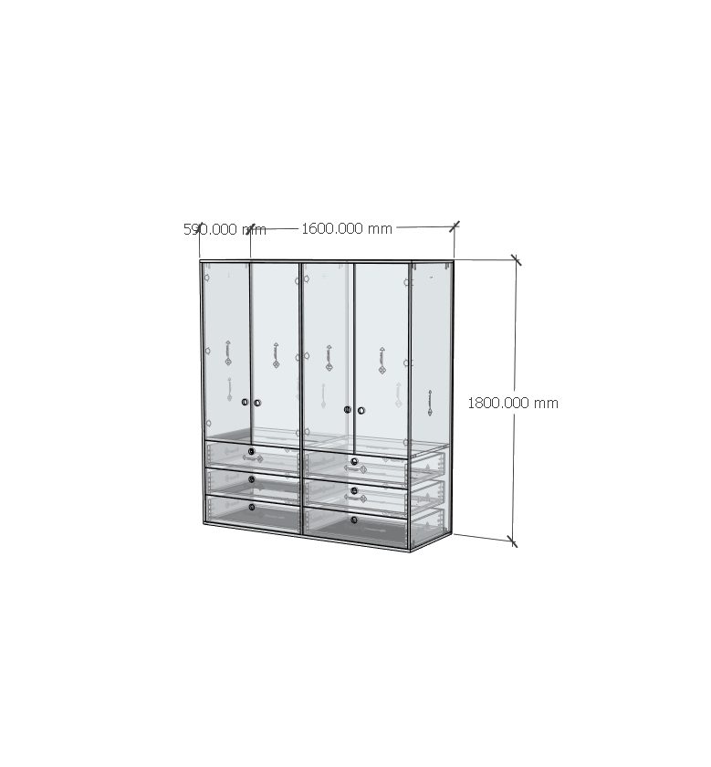 HAPPY FURNITURE , Gỗ tự nhiên , Tủ quần áo 4 cửa mở gỗ Plywood - SANARI , TCM_200 , 160cm x 59cm x 180cm DxRxC
