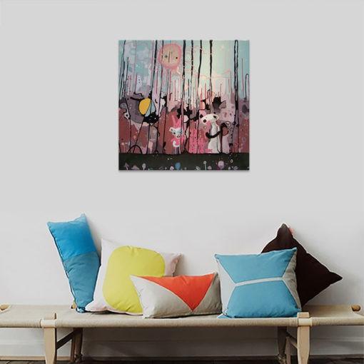 Tranh trừu tượng chủ đề rừng và động vật W4178