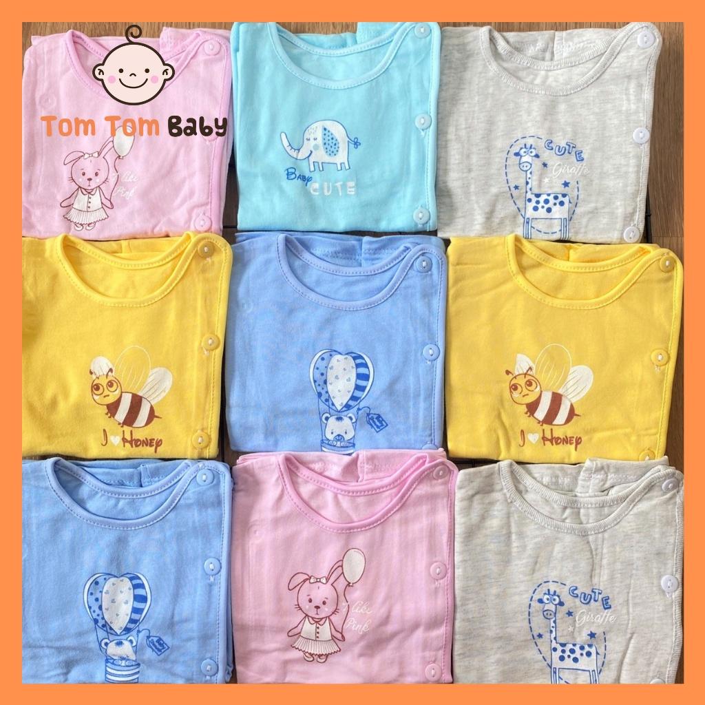 Set 5 bộ quần áo trẻ em sơ sinh Thái Hà Thịnh - Mẫu Tay Dài Cài Nút Lệch Màu - Size 1-3 cho bé sơ sinh - 9kg