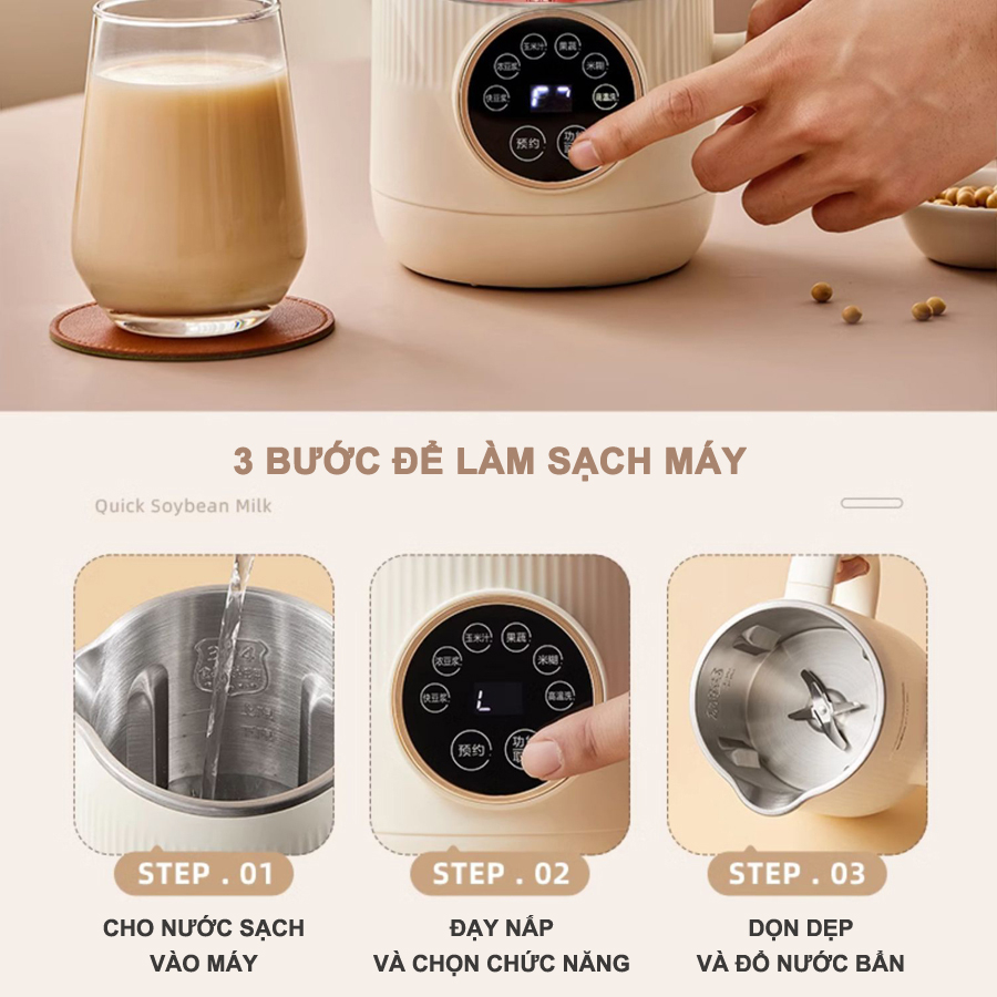 Máy làm sữa hạt Bear 600ml, 6 chức năng, xay nấu sữa hạt, xay sinh tố đa năng ANH LAM STORE - Hàng chính hãng