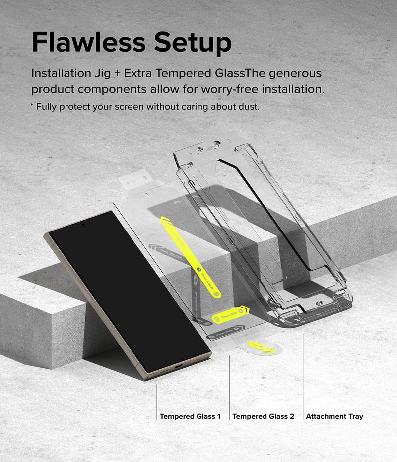 Bộ 2 Miếng Dán cường lực kèm khung dán RINGKE Easy Slide Tempered Glass cho Samsung Galaxy S24 Ultra_ hàng chính hãng