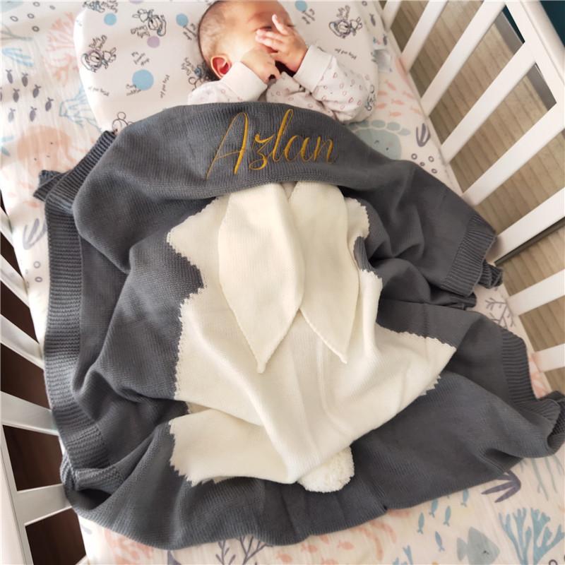 Chăn Cho Bé Sơ Sinh Đầm Quấn Bé Dệt Kim Bộ Chăn Gối Cho Bé Hình Thỏ Hoạt Hình Kẻ Sọc Trẻ Sơ Sinh Cho Bé Chăn Ga Gối Đầm