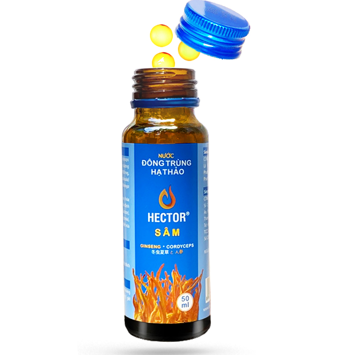 100 Chai Nước Uống Đông trùng hạ thảo Hector Sâm (100 chai x 50ml) giúp tăng cường sức bền, hệ miễn dịch cơ thể