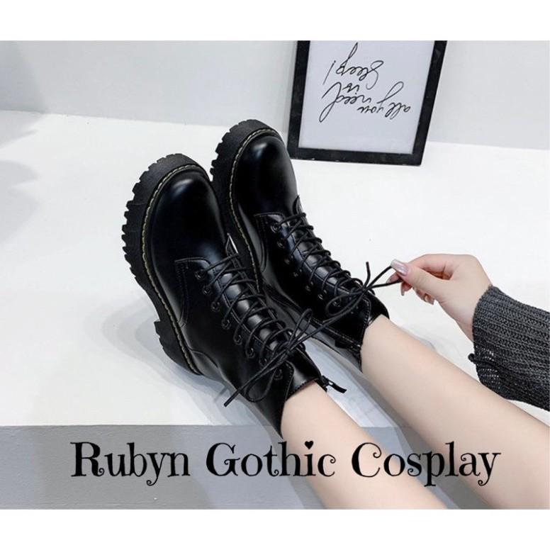 Giày Boots Chiến Binh Cổ Cao Dr dây kéo viền vang đế cao 5cm ( Size 35 - 40 )