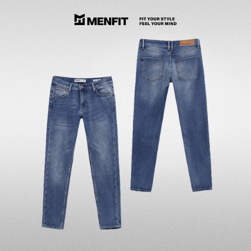 Quần jean nam xanh cao cấp MENFIT 0532 chất denim co giãn nhẹ 2 chiều, chuẩn form, thời trang