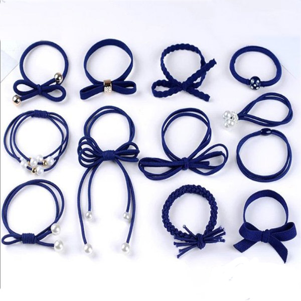 Hộp 12 chun buộc tóc nhiều mẫu cho bạn gái