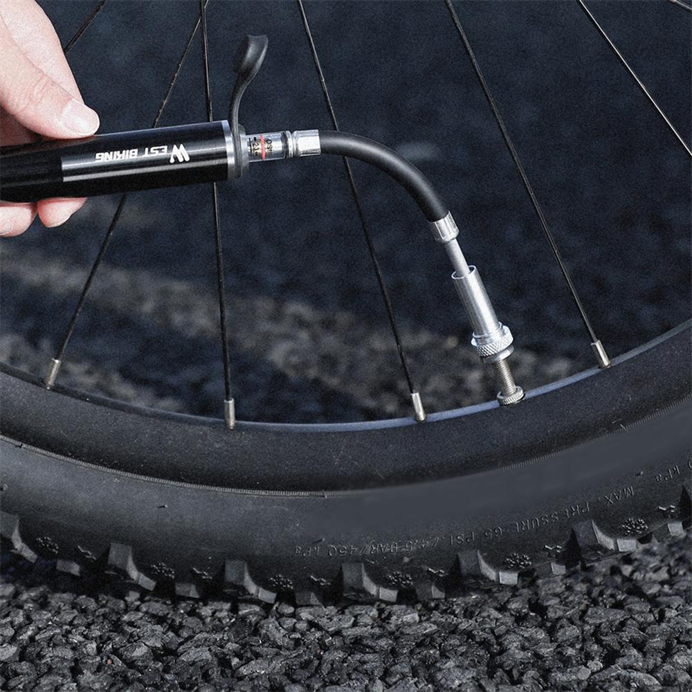 WEST BIKING Aluminum Alloy 130PSI Foot Bicycle Tire Pump Portable Mountain Bike Inflator Basketball Inflator Hand Pump