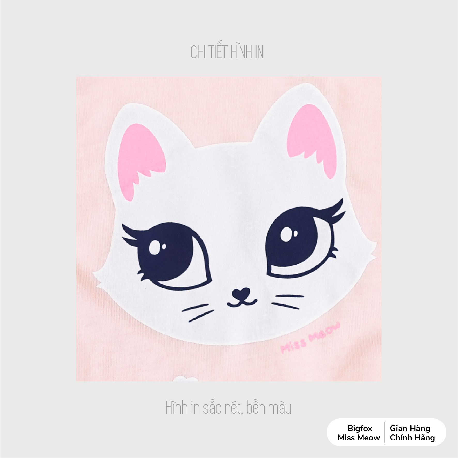 Bộ ngắn tay bèo phối chân váy Bigfox Miss Meow size đại mùa hè vải cotton kiểu Hàn Quốc in mèo dễ thương cỡ 3-11 tuổi 25kg 30kg