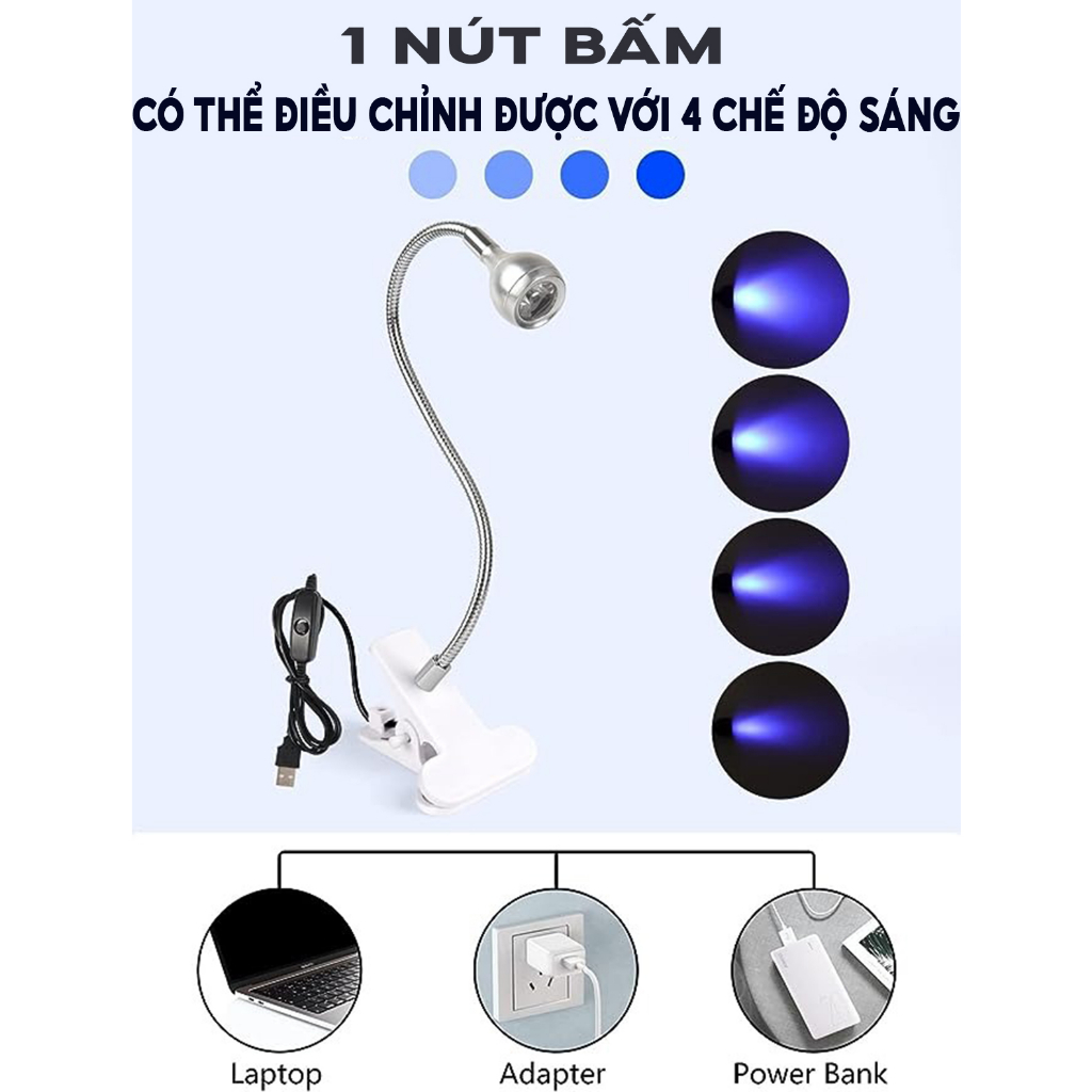 Đèn LED Làm Móng Tay Nail Tia Cực Tím 3W Với Độ Sáng Điều Chỉnh Linh Hoạt