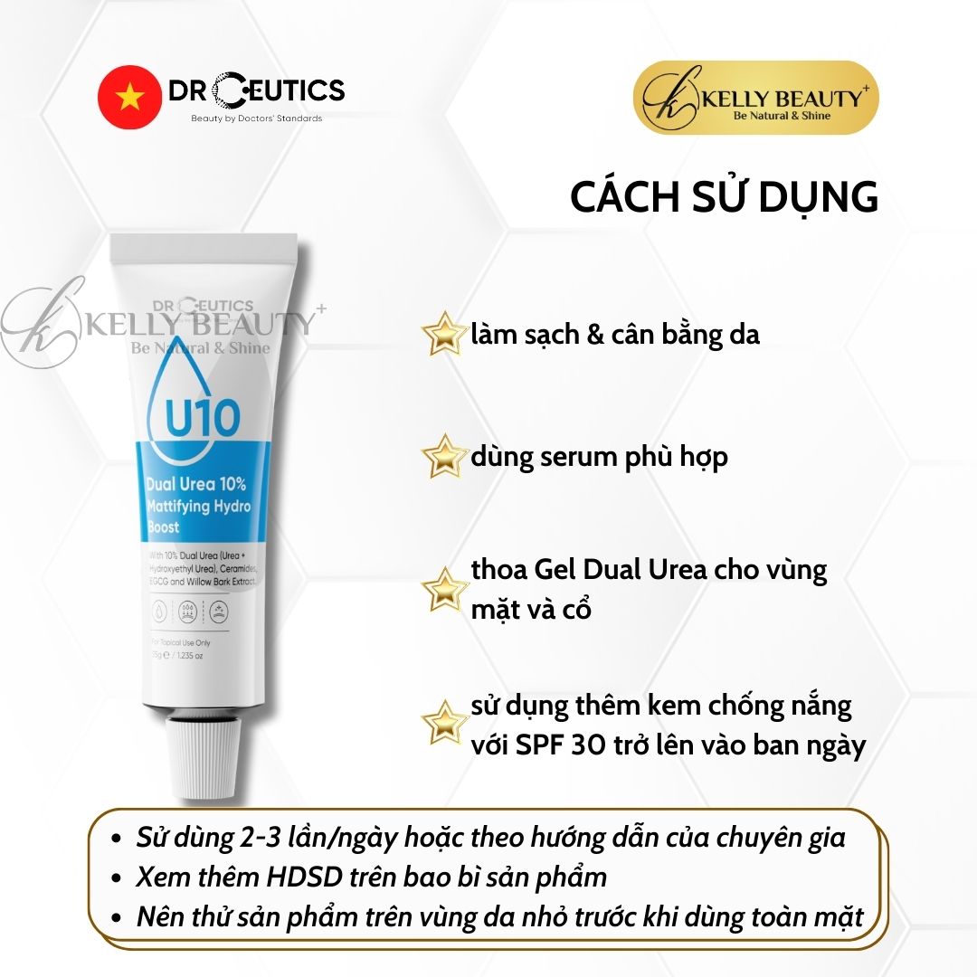 Gel Cấp Ẩm DrCeutics Dual Urea 10% Mattifying Hydro Boost - Giúp Da Căng Mịn, Kiểm Soát Dầu Nhờn - Kelly Beauty