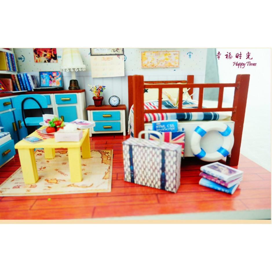 KHO-HN * Mô hình phòng ngủ nhà búp bê I-DIY HAPPY TIME với tông màu rực rỡ bắt mắt