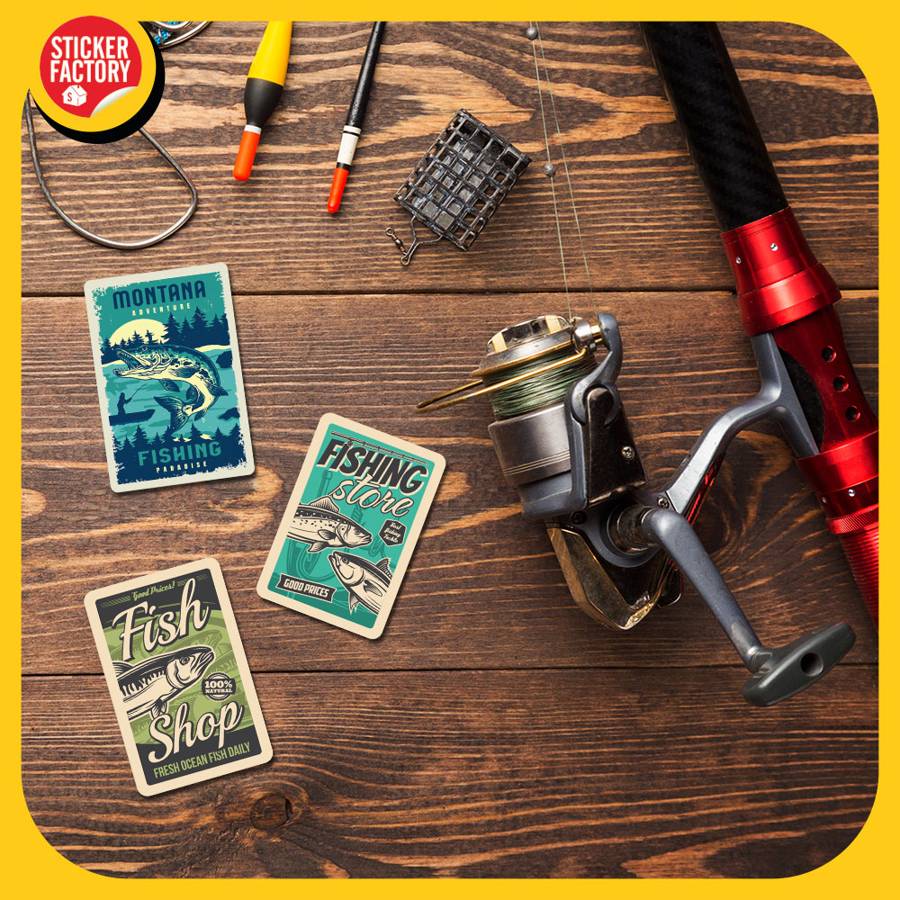 Fishing - Set 100 sticker decal hình dán dễ thương - STICKER FACTORY