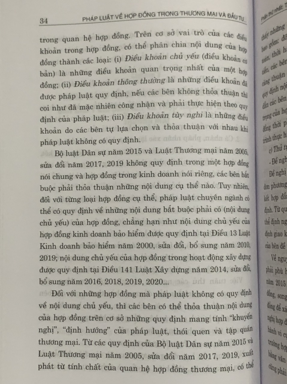 Pháp luật về hợp đồng trong thương mại và đầu tư