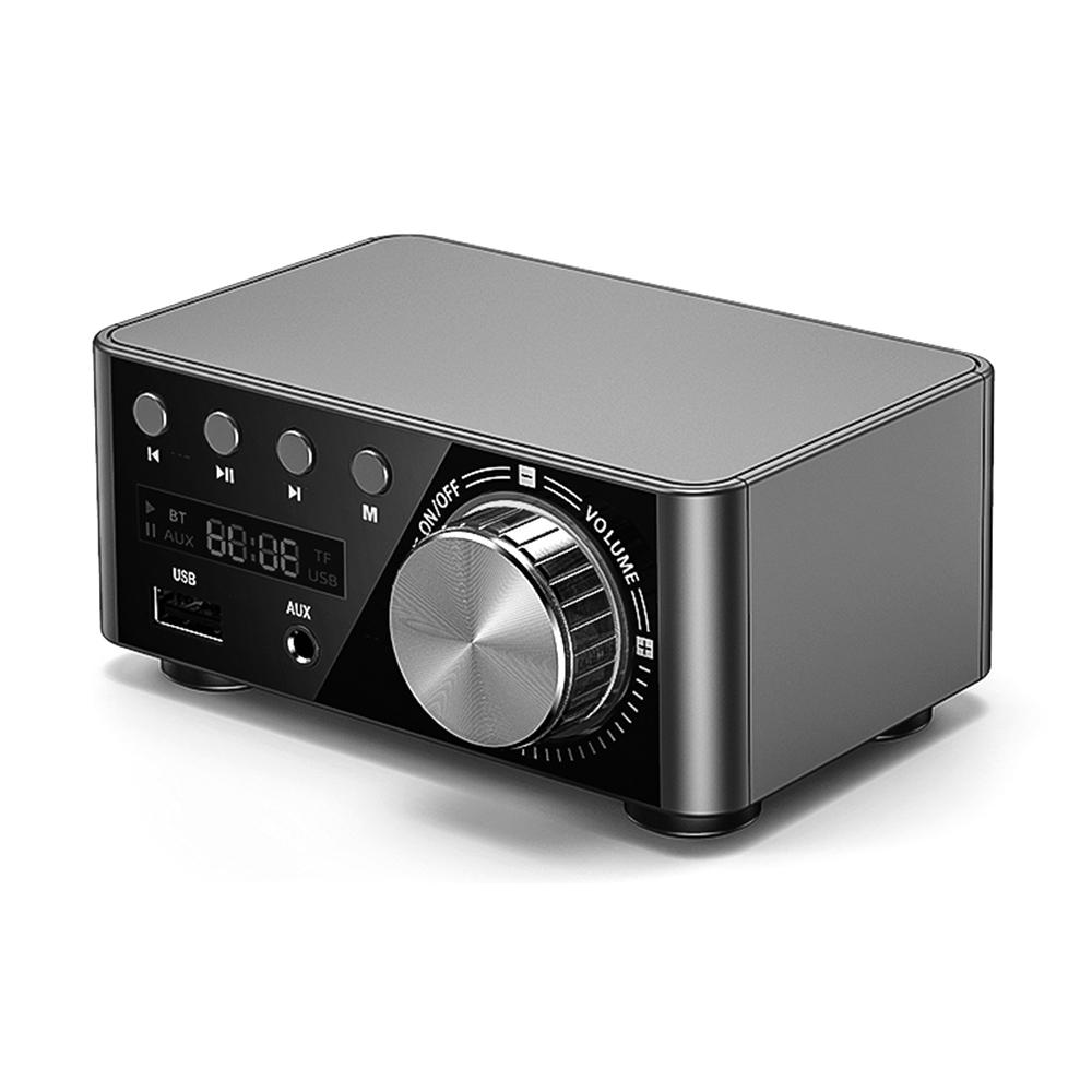 Bộ khuếch đại kỹ thuật số HIFI BT 5.0 Khuếch đại âm thanh nổi công suất nhỏ 100W stereo AMP USB cho gia đình - Màu bạc
