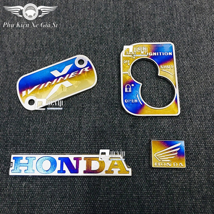 Combo Tem Titan Dán Ổ Khóa, Nắp Dầu, Logo Cánh Chim Nhỏ, Logo Honda Cho Xe Vario 2018 - 2021 150cc, Sonic, Winner X MS3376
