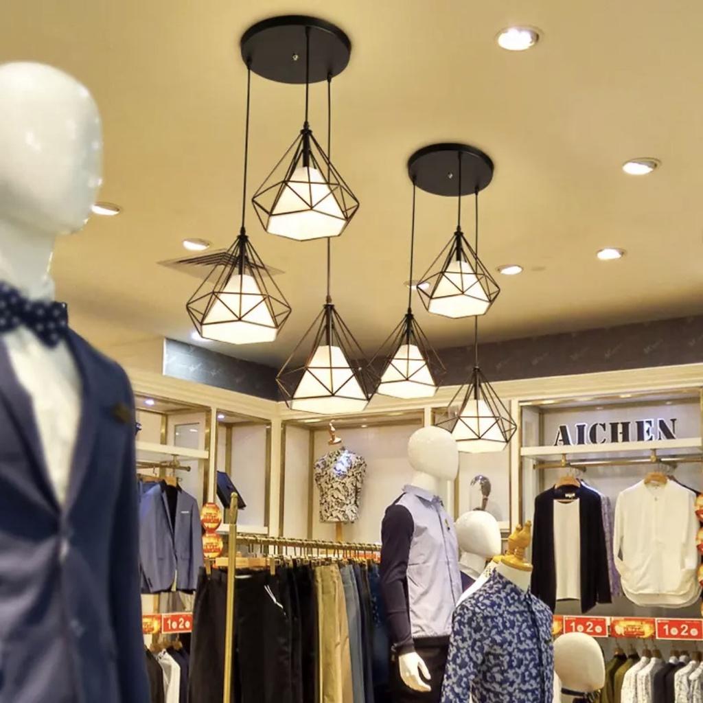 Đèn thả hiện đại hình kim cương, lồng vải chưa bao gồm bóng đèn THCN 09 - ĐEN