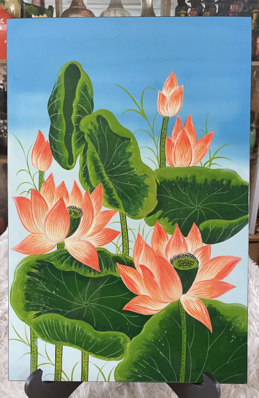 Tranh sơn mài hoa sen, hoa hồng,....cao cấp size 40x60 cm thích hợp để trang trí, làm quà tặng