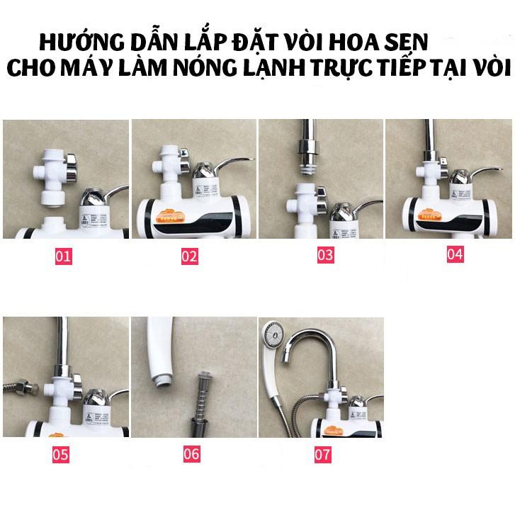 RE0379 Vòi nước nóng lạnh trực tiếp có chống giật kèm vòi sen -Vòi nóng lạnh-Vòi rửa chén nóng lạnh-Vòi lavabo