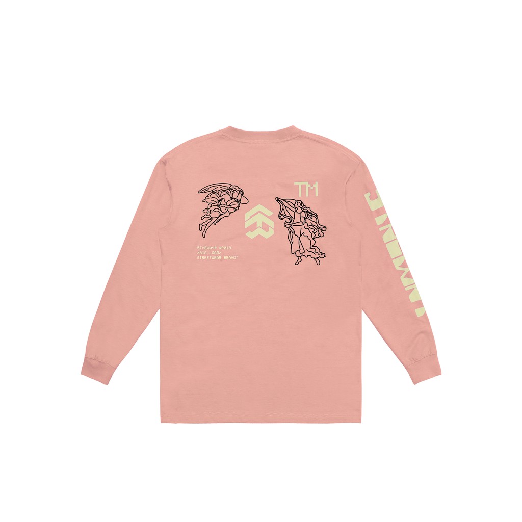5THEWAY /nothing/ Square Long Sleeve in PEACH PUD aka Áo Thun hồng Tay dài