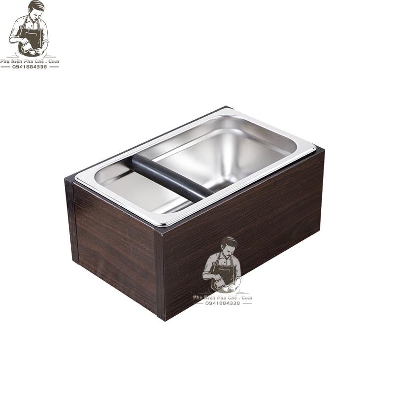 Hộp Đập Bã Cà Phê Inox Vỏ Gỗ Sồi