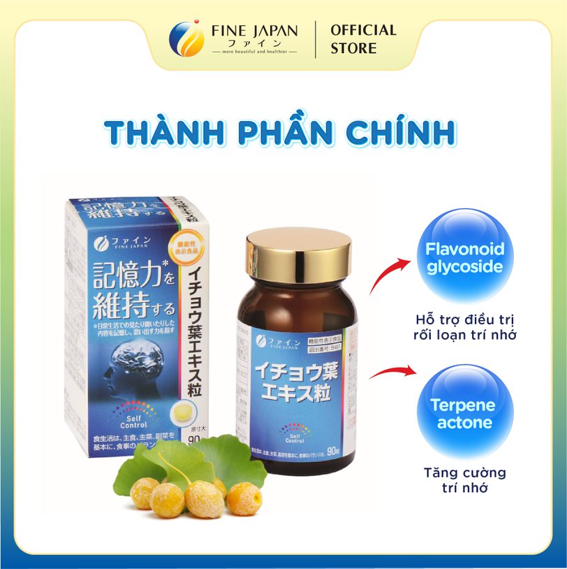 Viên Uống Bạch Quả Ginkgo Fine Japan Hỗ Trợ Chức Năng Não Hộp 18g