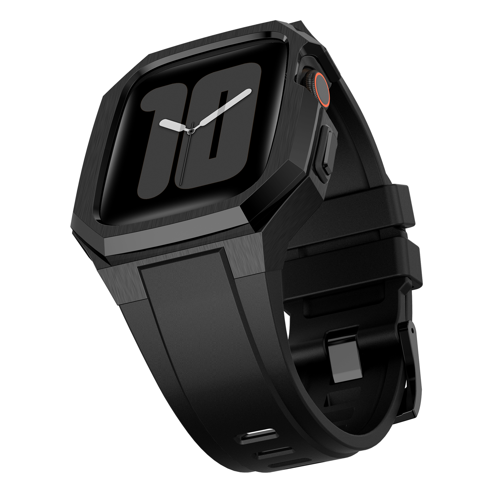 Ốp Case Vỏ Thép Không Gỉ bảo vệ tích hợp dây đeo Fluororubber cho Apple Watch Series 4/5/6/7/8/9/SE1,2 Size 44mm/45mm - Hàng Chính Hãng