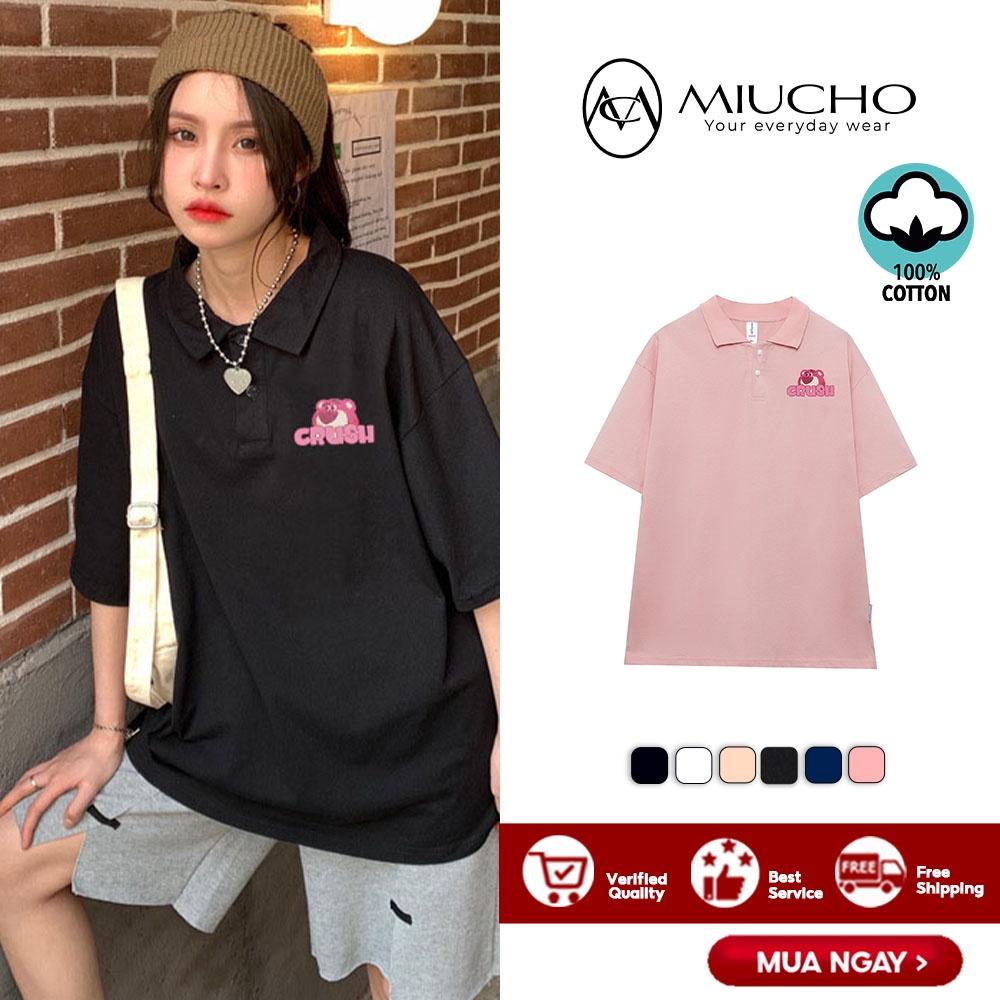 Áo polo nữ form rộng, áo thun polo nữ có cổ đẹp chất cotton form unisex PL044 Miucho in Graphic