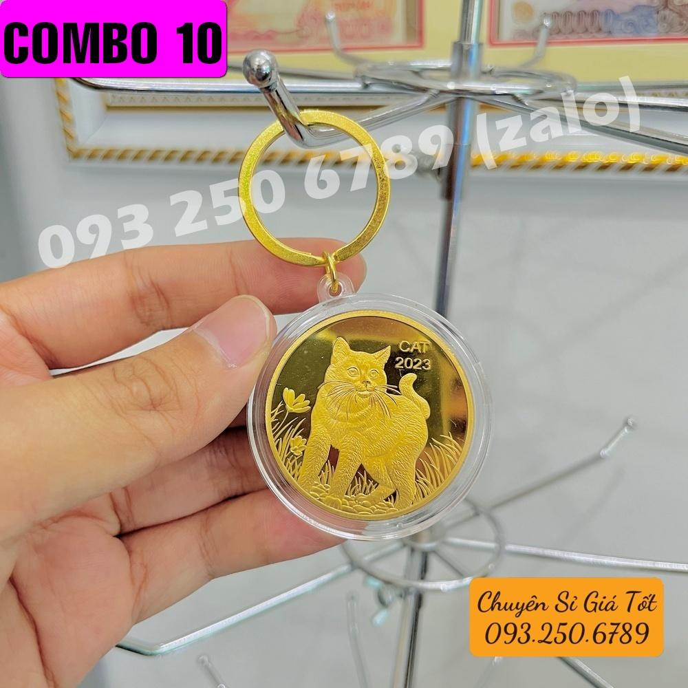 Móc khóa phong thủy Xu Hình Mèo Vàng Úc lì xì Tết Quý Mão - PASA COLLECTION
