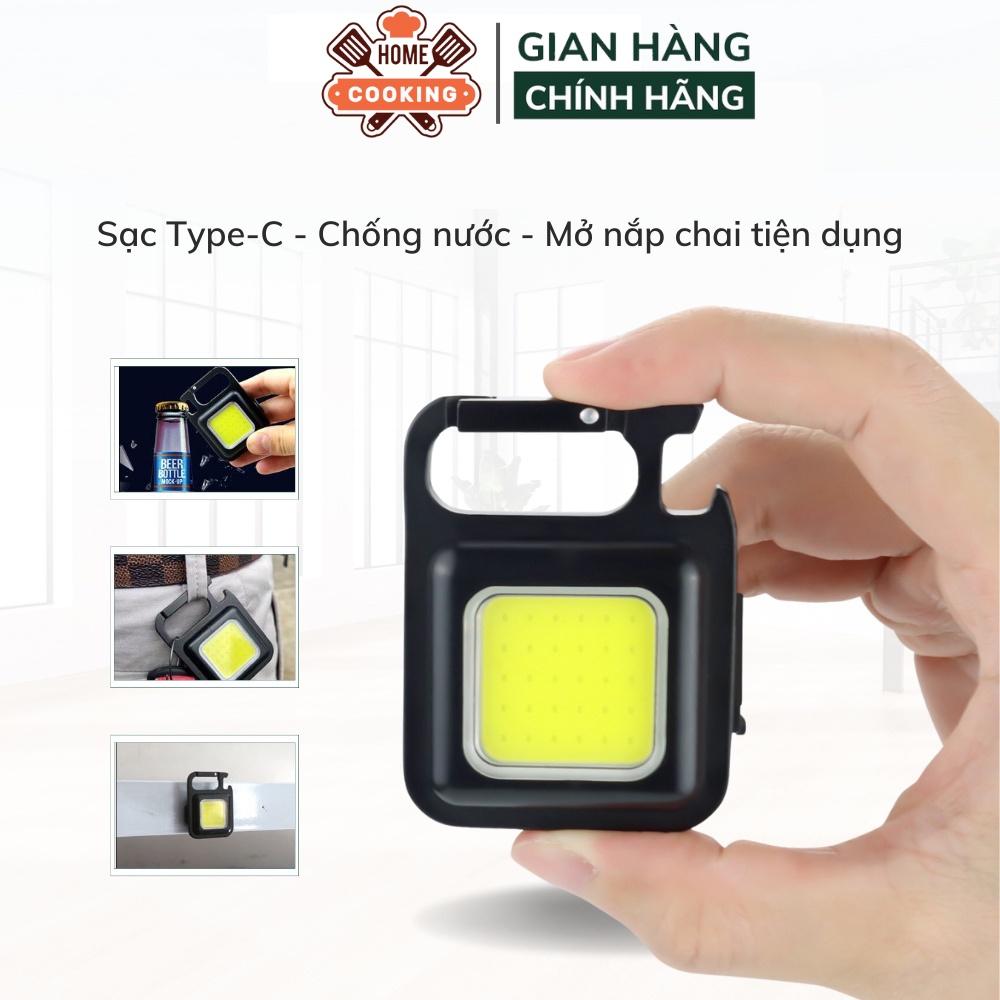 Đèn led mini cob móc khóa siêu sáng đa năng, dụng cụ mở lắp bia, sạc usb tiện dụng, bảo hành 12 tháng