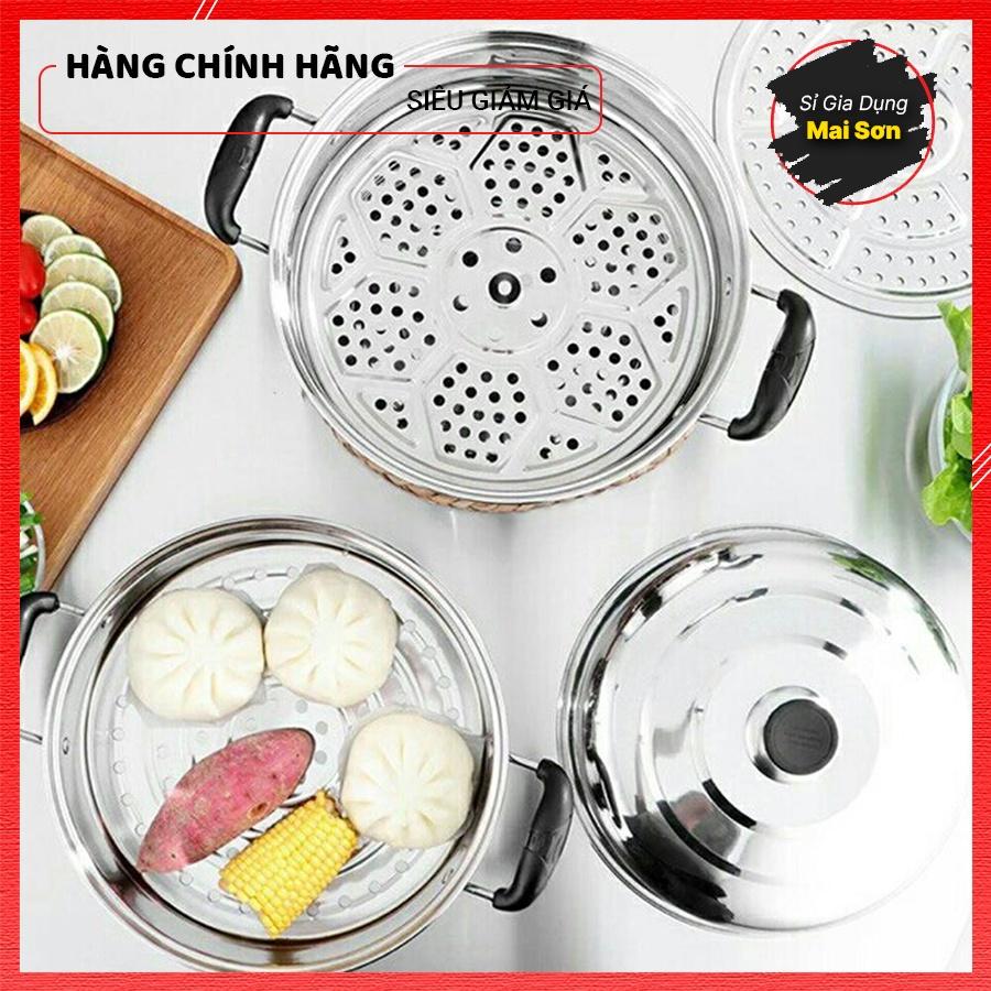 Nồi Xửng Hấp 3 Tầng Inox Sử Dụng Cho Mọi Loại Bếp Thiết Kế Hiện Đại Giúp Thức Ăn Chín Đều Nhanh Kích Thước 28 Cm