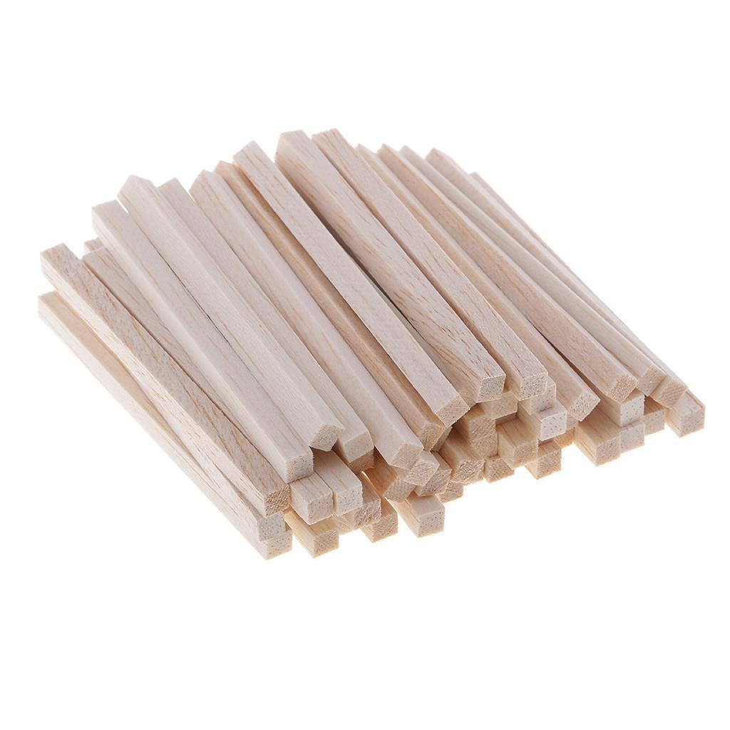 100 Pieces Square Unfinished Balsa Wood Wooden Sticks Dowel Rods for DIY Craft Model