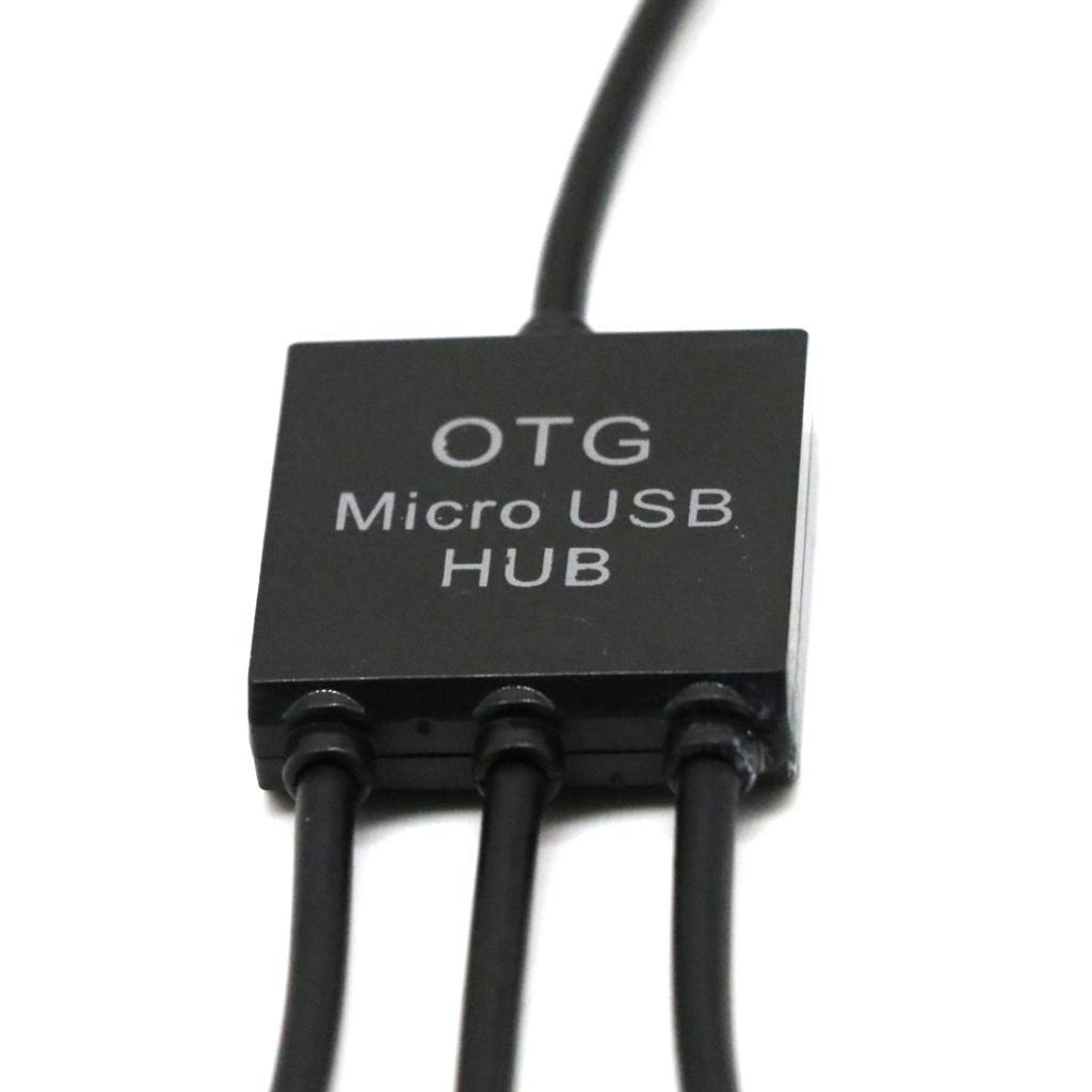 3 in 1 USB 2.0 OTG Cable Adapter, Micro USB Hub USB OTG Extension Adapter+90 degree Left Angle Micro USB 2.0 OTG Host Adapter with USB Power
