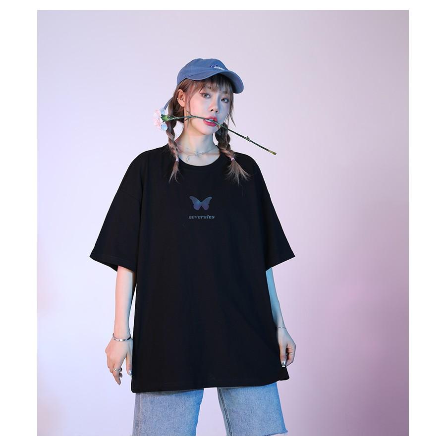 Áo thun phản quang tay lỡ CoolZ phông Unisex nam nữ Cotton oversize form rộng hình butterfly CZ050