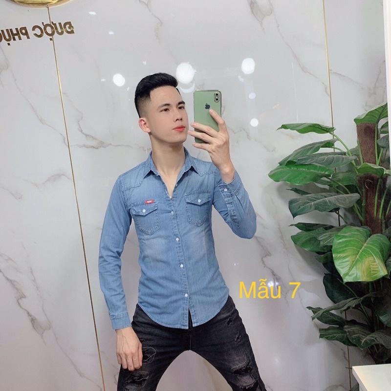 Áo sơ mi bò nam xanh/ áo jeans nam xanh 2021